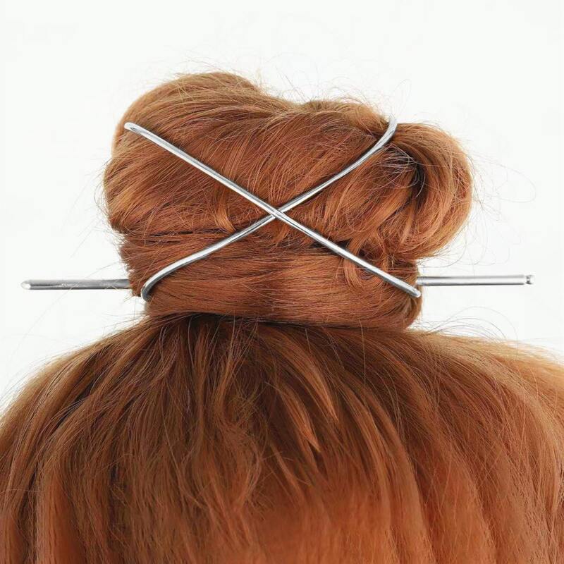 

1set Criss Cross Design Hair Pin, Silver