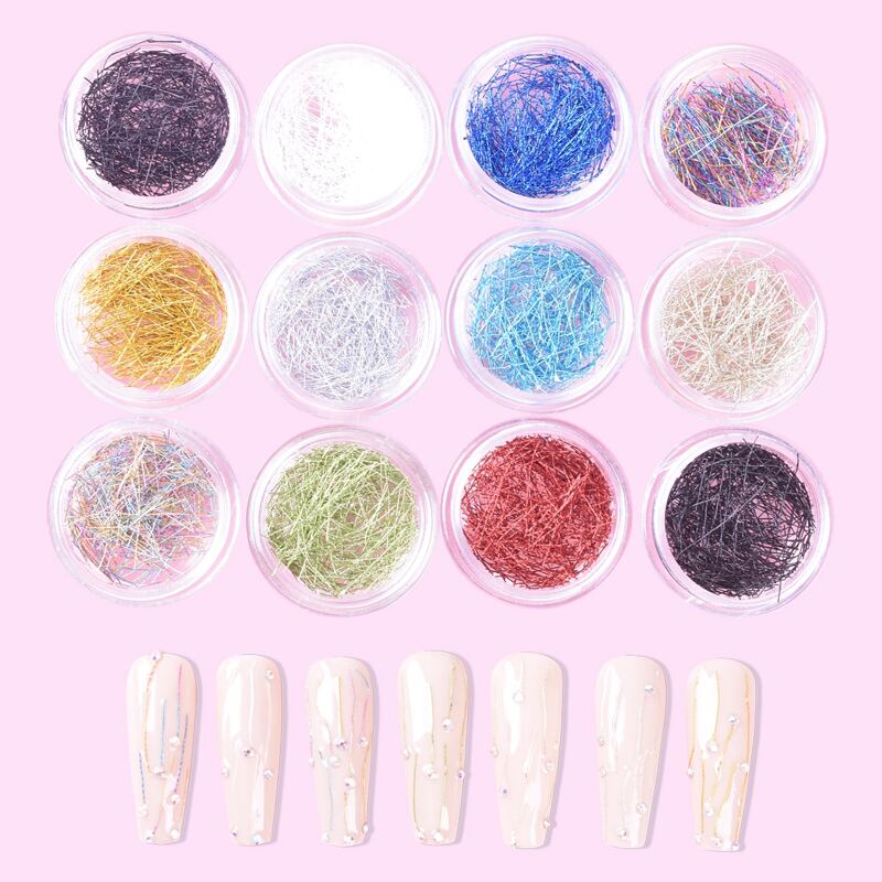 

12boxes Random Color Nail Art Decoration, Multicolor