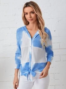 SHEIN LUNE Abrigo de tie dye con botón delantero - Multicolor - Ver 1