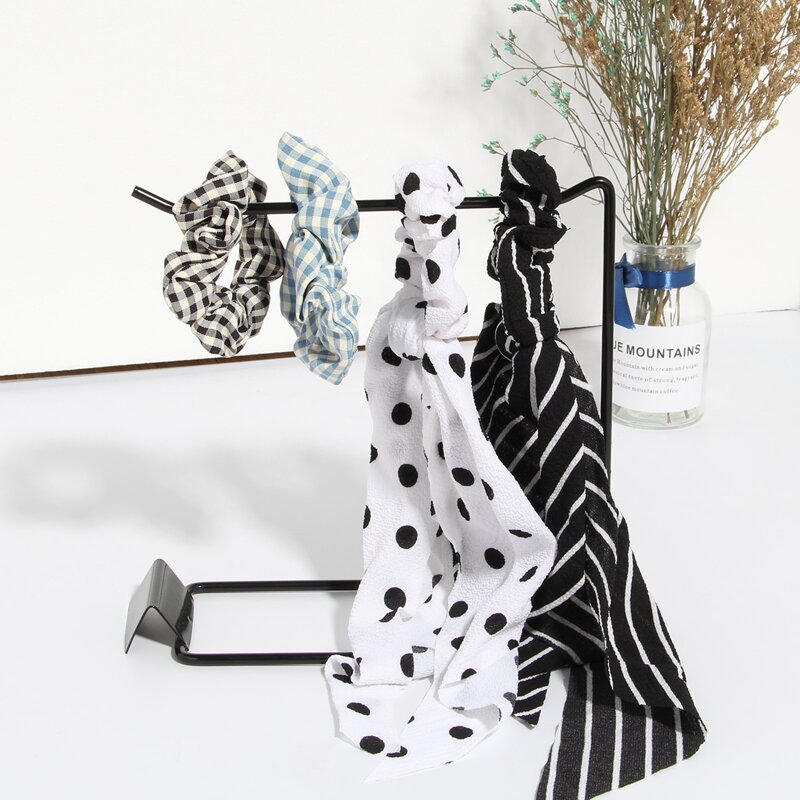 

2pcs Geo Pattern Scrunchie Scarf & 2pcs Plaid Scrunchie, Multicolor