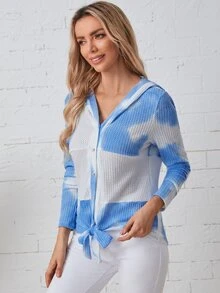 SHEIN LUNE Abrigo de tie dye con botón delantero - Multicolor - Ver 3