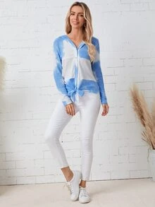 SHEIN LUNE Abrigo de tie dye con botón delantero - Multicolor - Ver 5