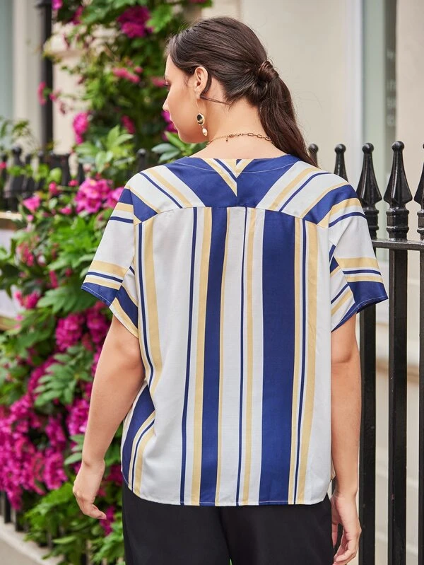 SheIn Womens Off Shoulder Striped Shirt Crop Top Short Sleeve Shirred Trim Button Front Blouse Multicolor X-Small SheIn Womens Off Shoulder Striped Shirt Crop Top Short Sleeve Shirred Trim Button Front Blouse Multicolor X-Small