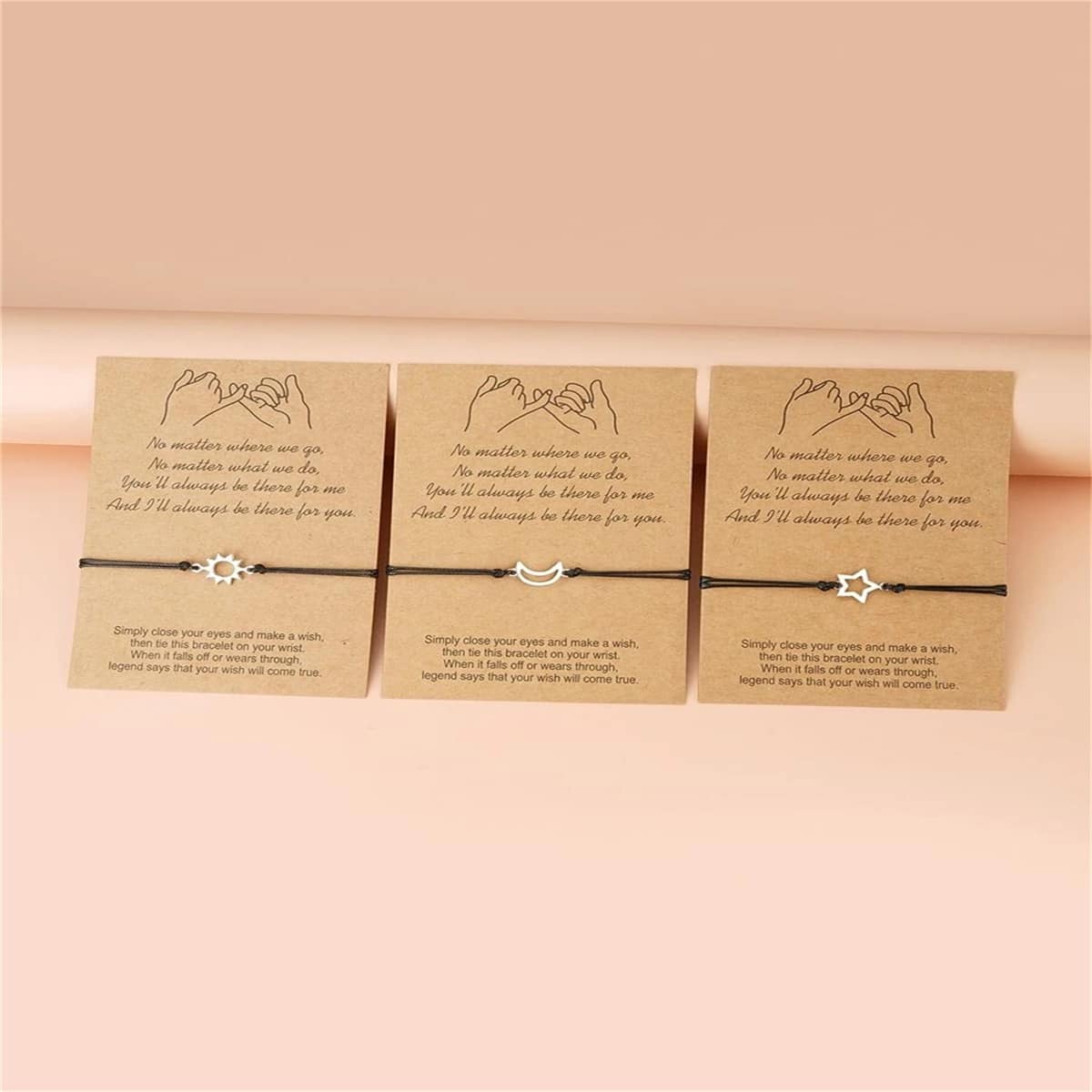 

3pcs Sun & Moon & Star Design Bracelet, Silver