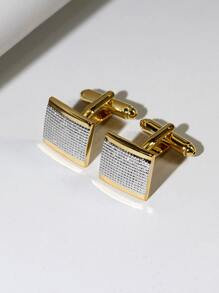 Khuy măng sét hình học bằng đồng thời trang và phổ biến dành cho nam giới dùng làm quà tặng trang sức và tạo nên phong cách sành điệu - Vàng - Xem 2