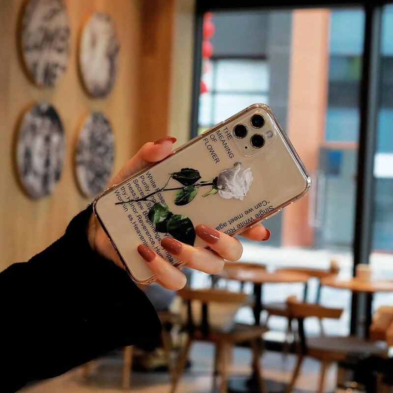 

White Rose Phone Case, Beige