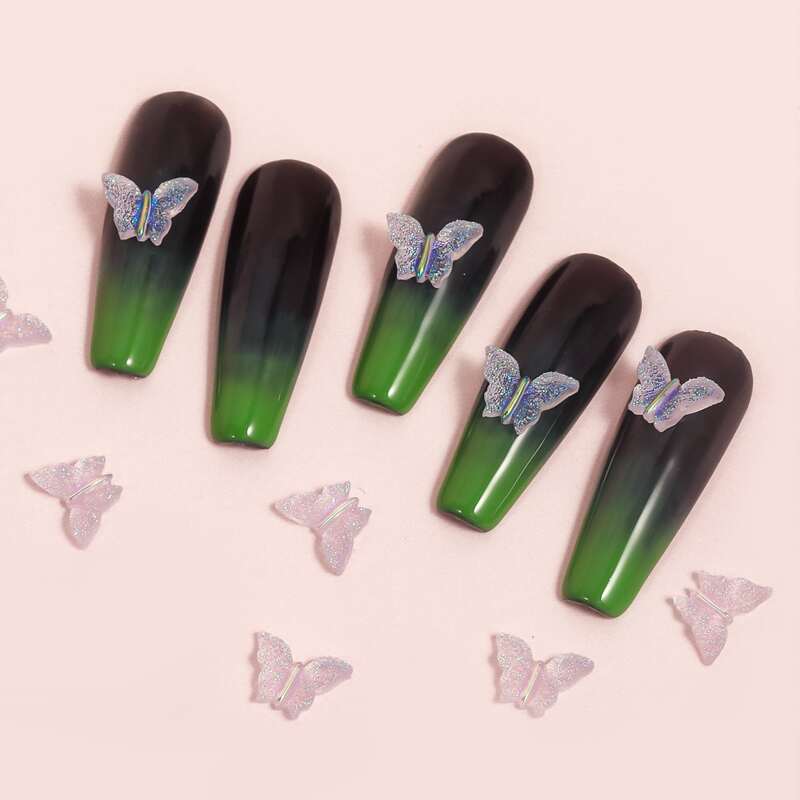 

10pcs Butterfly Shaped Nail Art Decoration, Baby pink