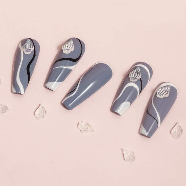 

10pcs Conch Shaped Nail Art Decoration, Baby pink