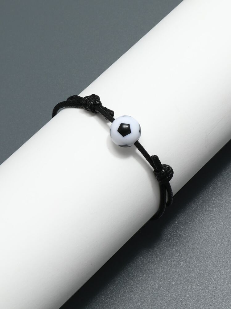 Pulsera de decoración de fútbol para hombres de moda y popular para regalo de joyería y para una apariencia elegante - Blanco y Negro - Añade 3