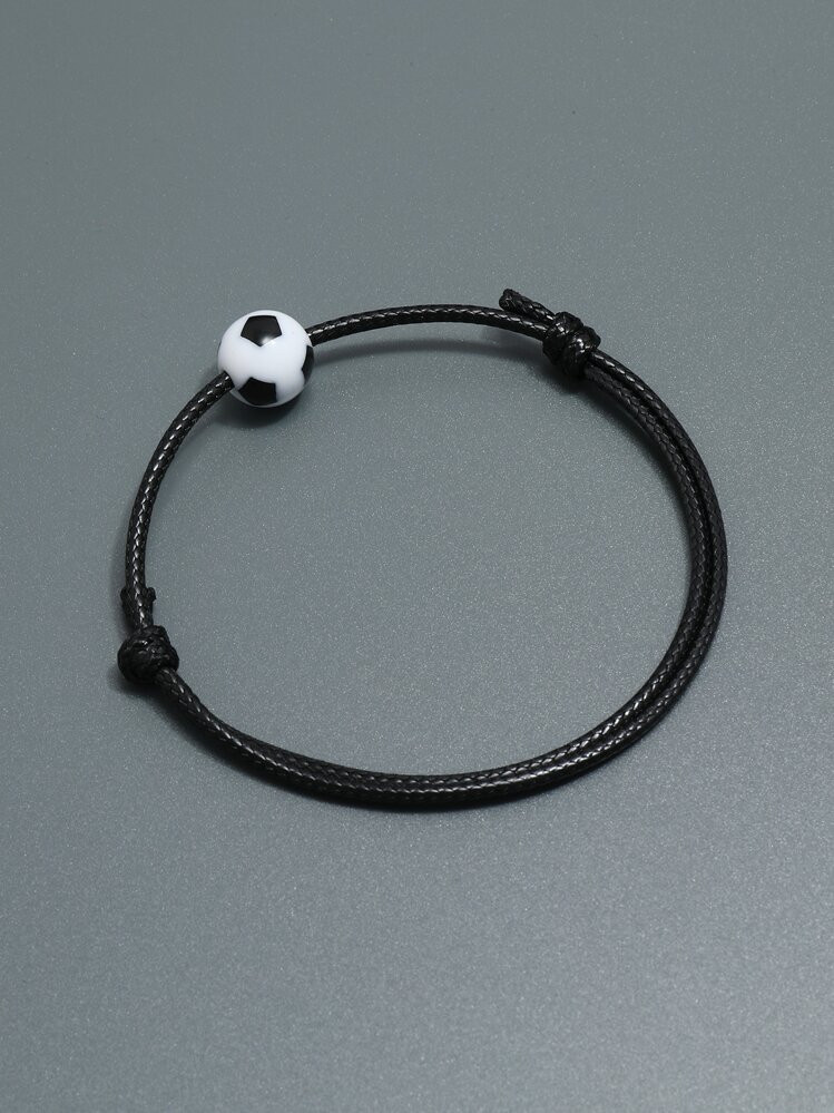 Pulsera de decoración de fútbol para hombres de moda y popular para regalo de joyería y para una apariencia elegante - Blanco y Negro - Añade 4
