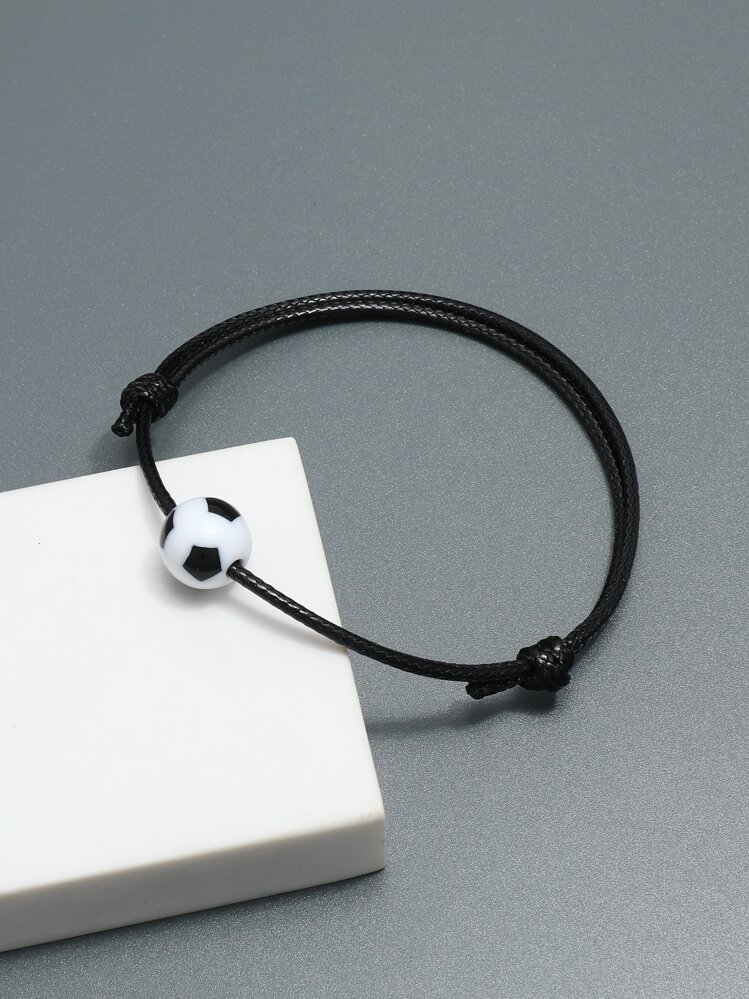 Pulsera de decoración de fútbol para hombres de moda y popular para regalo de joyería y para una apariencia elegante - Blanco y Negro - Añade 5