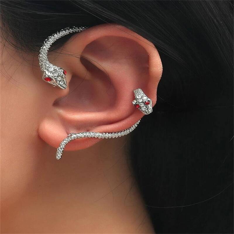 

2pcs Snake Design Earrings, Gold
