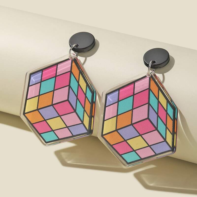 

Cube Drop Earrings, Multicolor