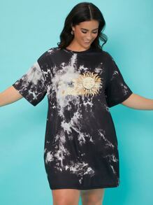 SHEIN EZwear Đầm Plus Size Đồ họa Cà vạt nhuộm Giải trí - Nhiều màu - Xem 1