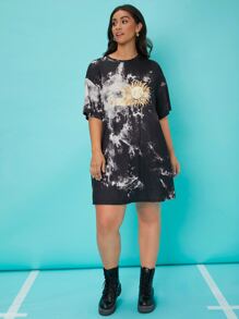 SHEIN EZwear Đầm Plus Size Đồ họa Cà vạt nhuộm Giải trí - Nhiều màu - Xem 5