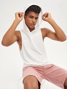 Manfinity Men Solid Sleeveless Hoodie - White - View 1