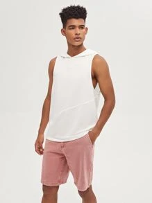 Manfinity Men Solid Sleeveless Hoodie - White - View 4