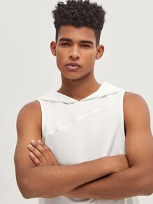 Manfinity Men Solid Sleeveless Hoodie - White - View 6