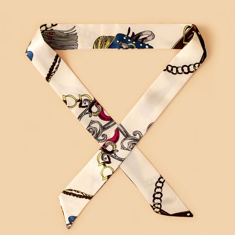 

Chain Pattern Twilly Scarf, Multicolor