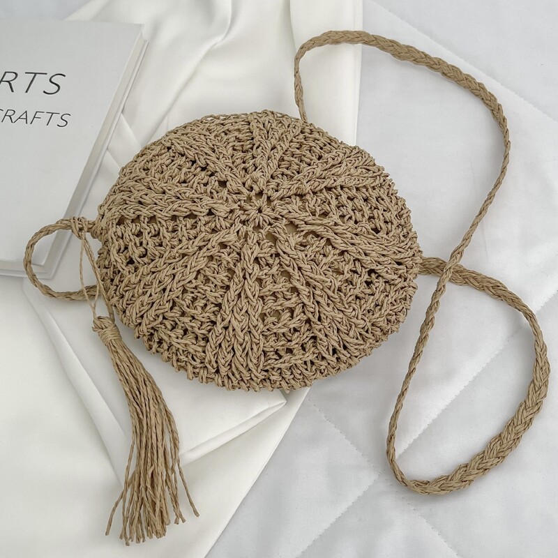 

Straw Crossbody Bag, Khaki