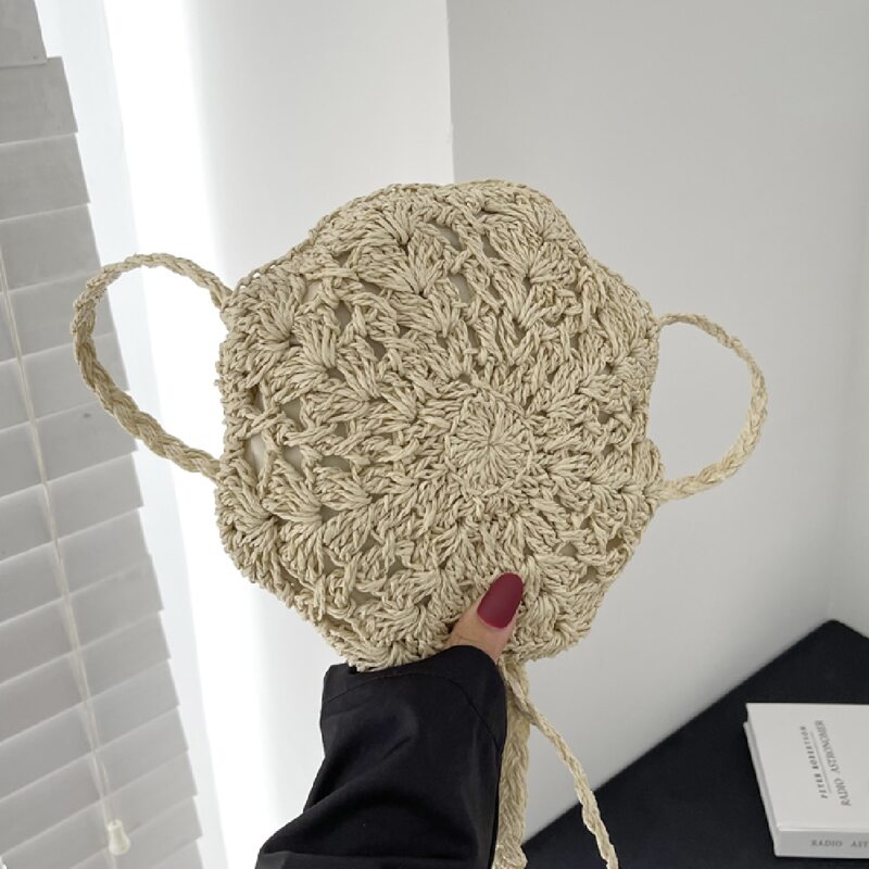 

Straw Crossbody Bag, Beige