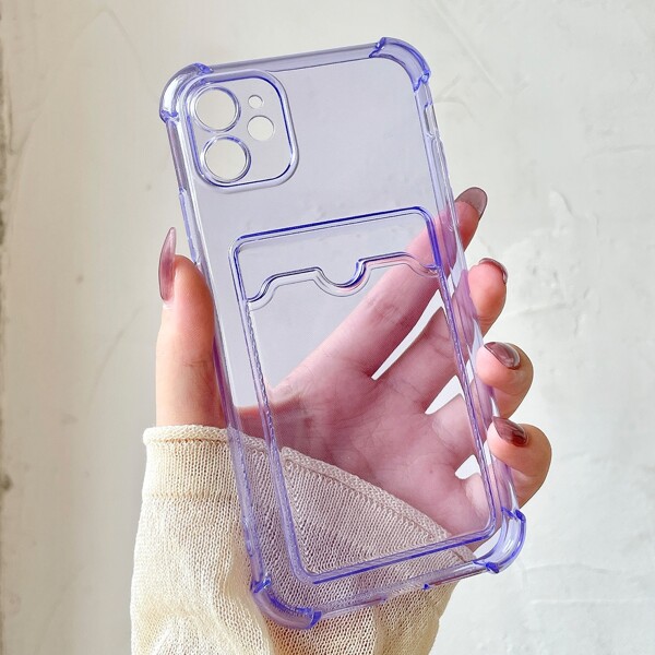 

Clear Phone Case With Card Slot, Purple