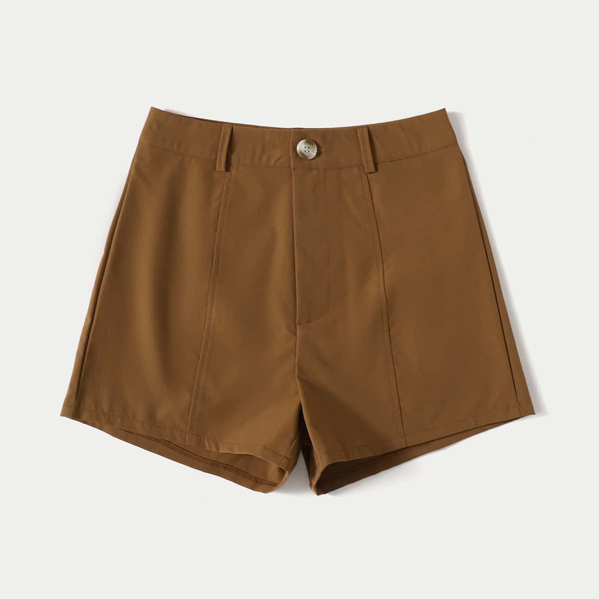 

Solid Straight Leg Shorts, Brown