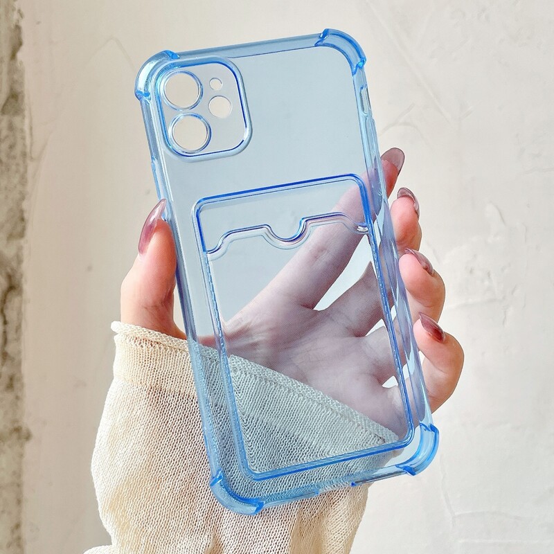 

Clear Phone Case With Card Slot, Blue