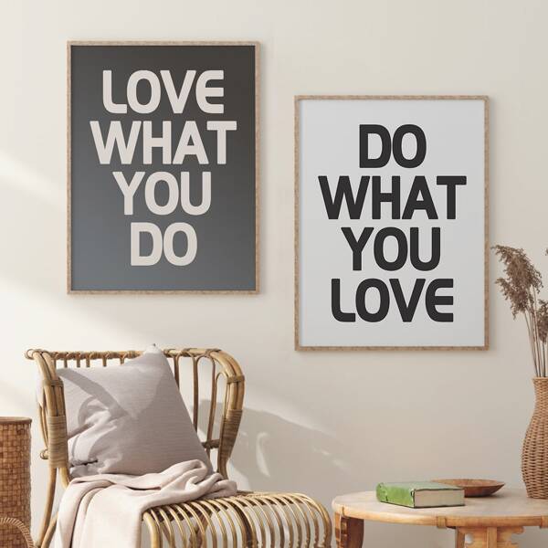 

2pcs Slogan Graphic Unframed Painting, Multicolor