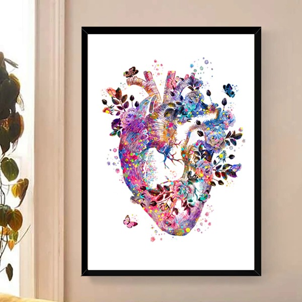 

1pc Flower Print Unframed Painting, Multicolor