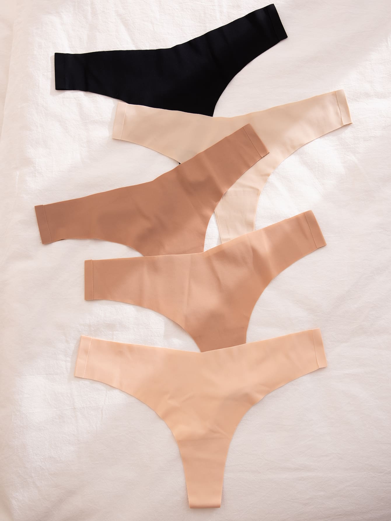 5 paquetes Conjunto de tangas sexy sin marcas de invisibles de color sólido - Multicolor - Ver 1