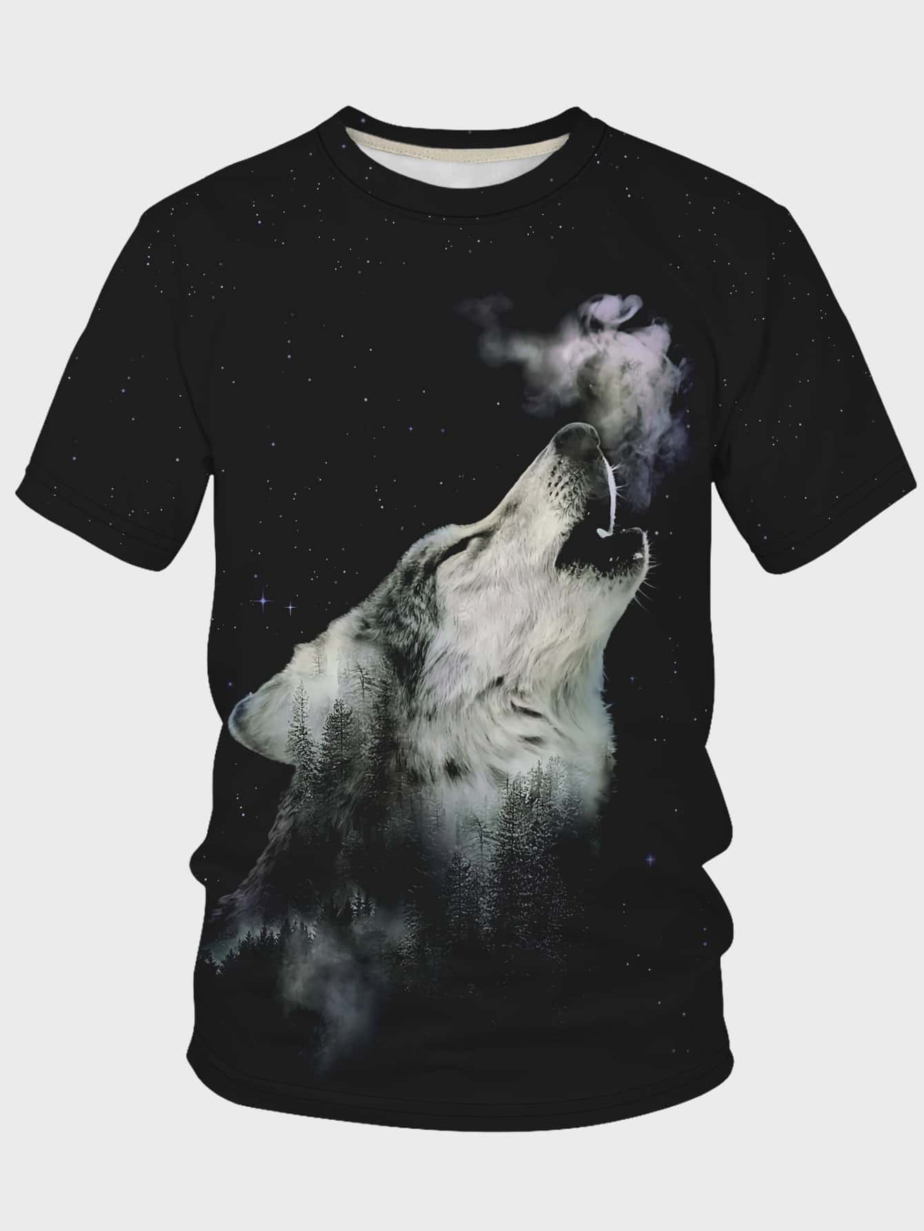 Ropa Temática Animales VNBNT Camiseta Lobo 3D Hombre Mujer - Diseño Lobos  Aullando Luna Camiseta Lobos, image size:1340x1785