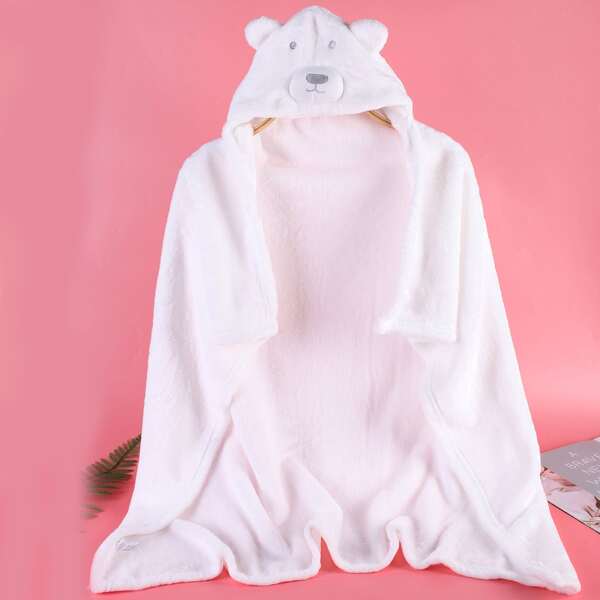 

Baby Cartoon Embroidered Towel, White
