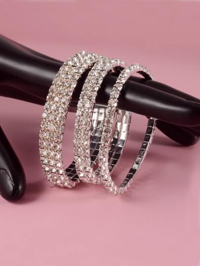 3pcs Rhinestone Decor Bracelet