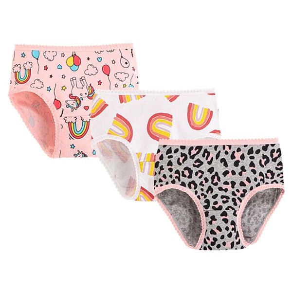 

Toddler Girls 3pcs Leopard & Unicorn Print Lace Trim Brief, Multicolor