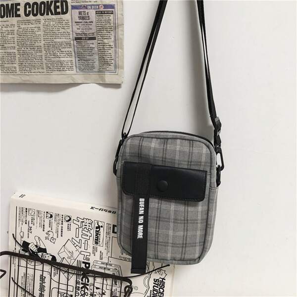 

Plaid Pattern Square Bag, Multicolor