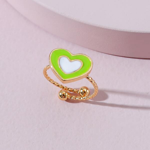 

Heart Decor Cuff Ring, Multicolor