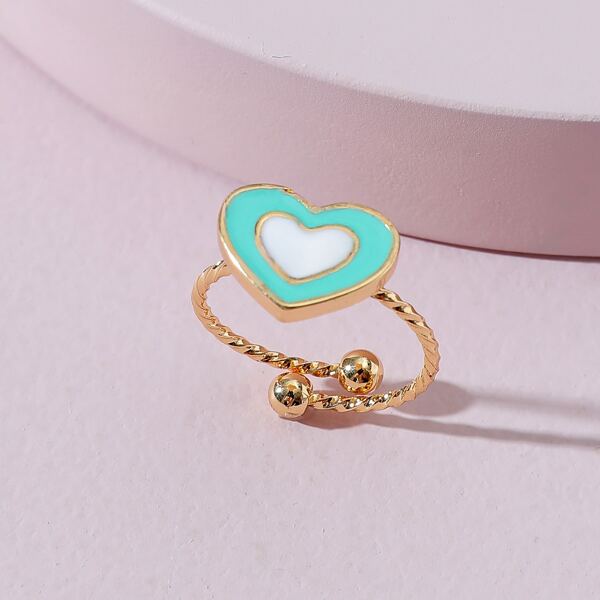 

Heart Decor Cuff Ring, Multicolor