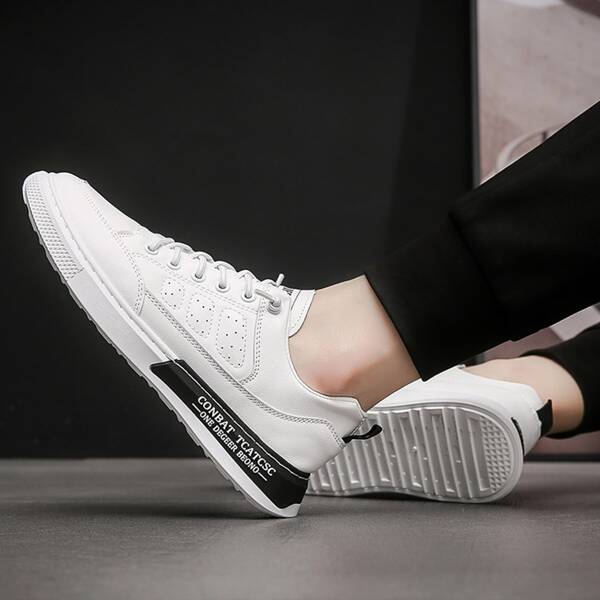 

Men Letter Graphic Lace-up Front Skate Shoes, White