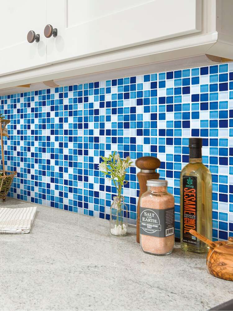 15st mosaikväggklistermärke, renoveringsklistermärken Peel väggpaneler, tapeter, tapeter, vårdekoration Föremål Uppdatera ditt hem, Rama dekorationsklistermärken - Multifärgad - Visa 4