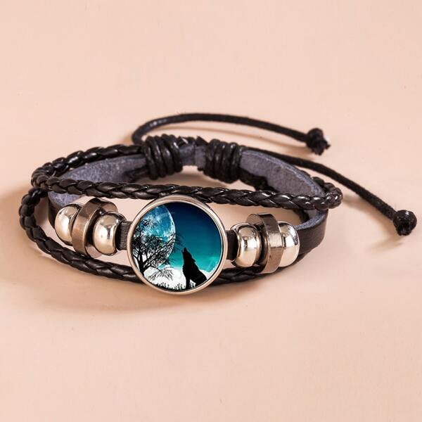 

Wolf Print Layered Bracelet, Multicolor