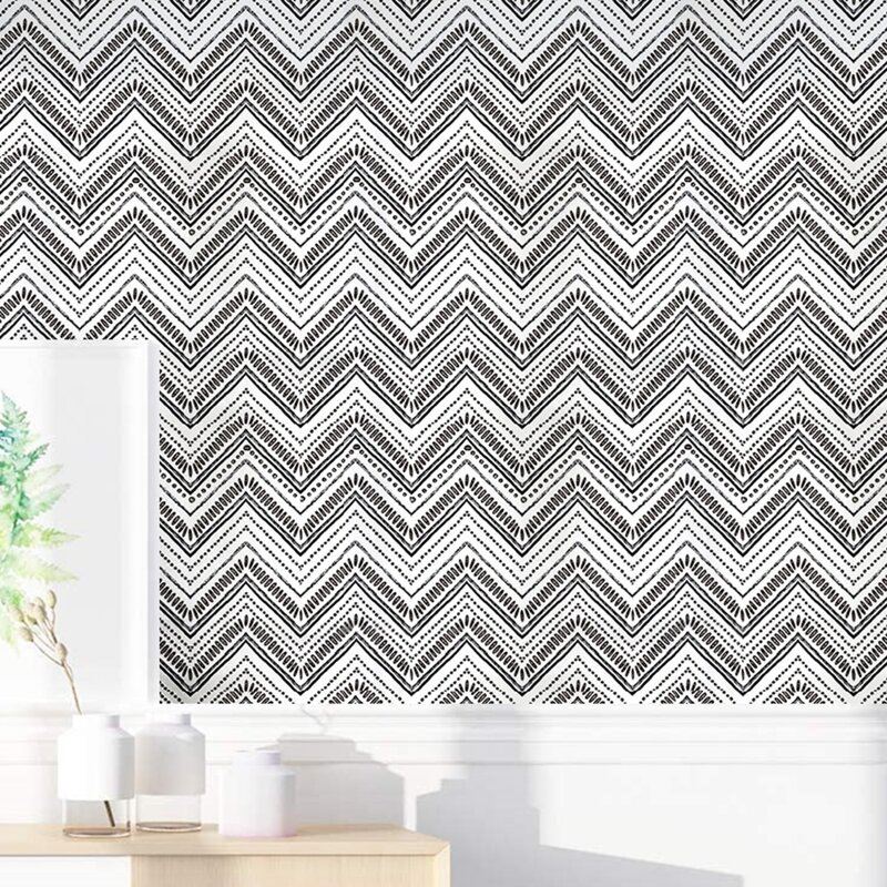 

1sheet Chevron Pattern Wall Paper, Black and white