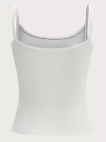 SHEIN EZwear Solid Rib-knit Cami Top - White - View 2