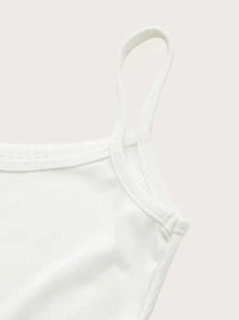 SHEIN EZwear Solid Rib-knit Cami Top - White - View 3