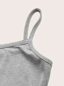 Muchica Top de tirantes tejido de canalé unicolor - Gris Claro - Ver 3