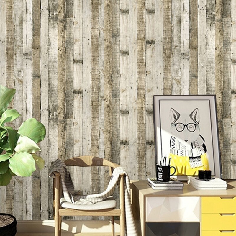 

1sheet Wooden Pattern Wall Paper, Multicolor
