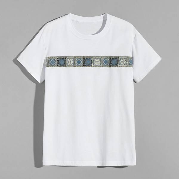 

Men Paisley Print T-Shirts, White