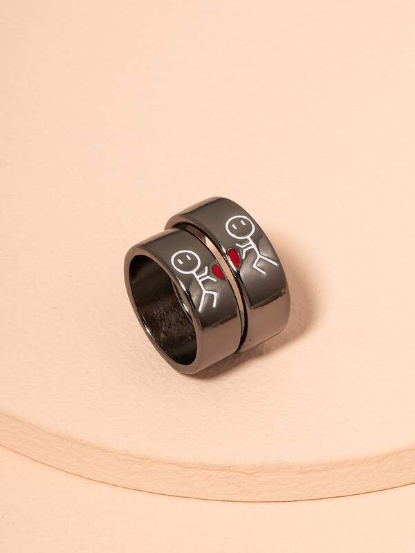 2入組人像紋理戒指