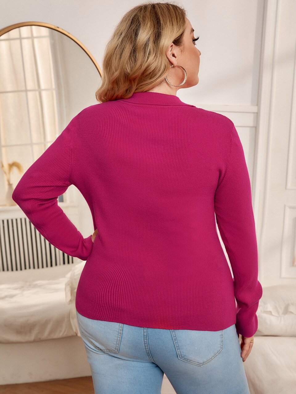 Plus Asymmetrical Hem Ribbed Knit Cardigan