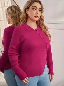 SHEIN Unity Plus Asymmetrical Hem Ribbed Knit Cardigan